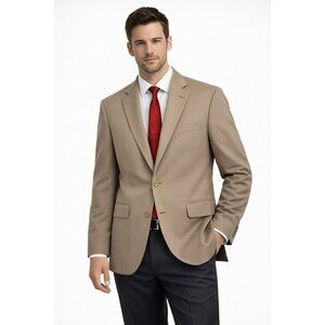 BROOKS BROTHERS 346 jacket blazer sport coat stretch wool two button tan 42L